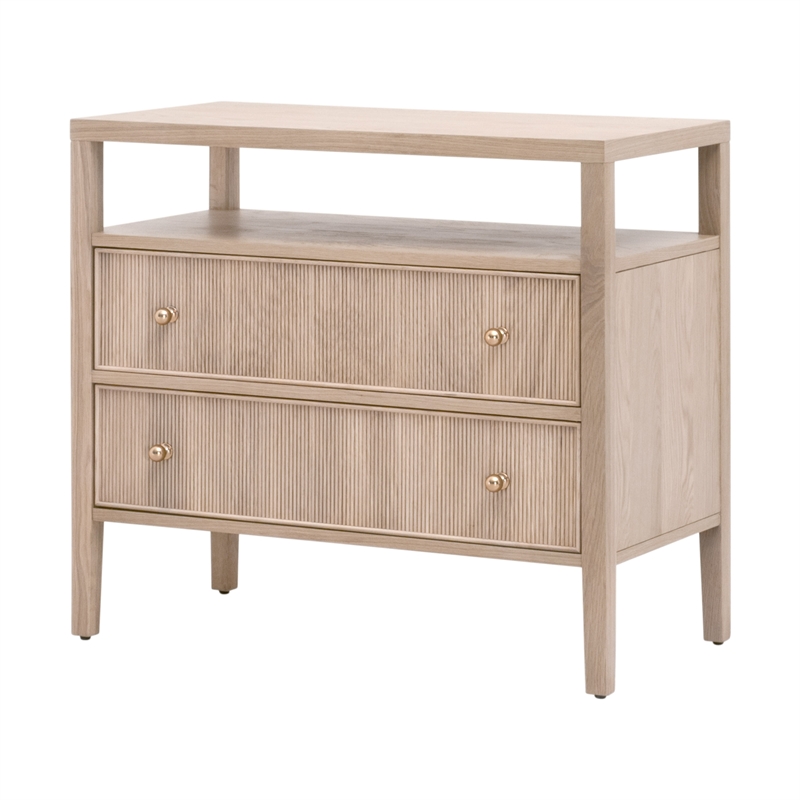 Essentials For Living Highland Open Shelf 2-Drawer Nightstand in Natural
