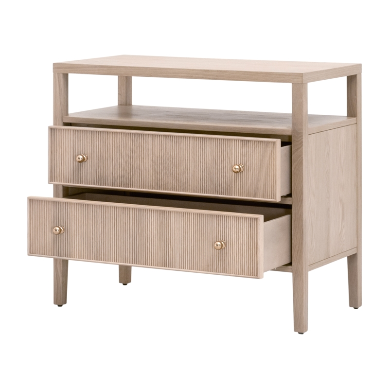 Essentials For Living Highland Open Shelf 2-Drawer Nightstand in Natural