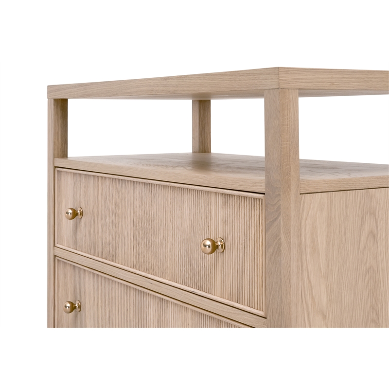 Essentials For Living Highland Open Shelf 2-Drawer Nightstand in Natural