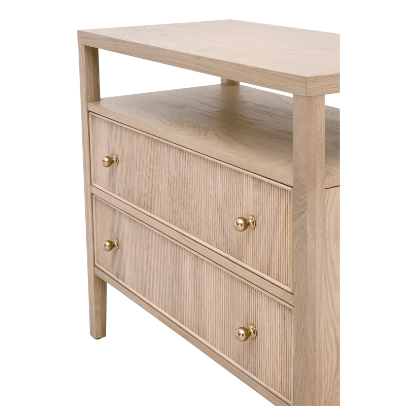 Essentials For Living Highland Open Shelf 2-Drawer Nightstand in Natural