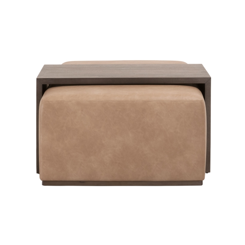 Essentials For Living Dovetail Upholstered Coffee Table in Tan