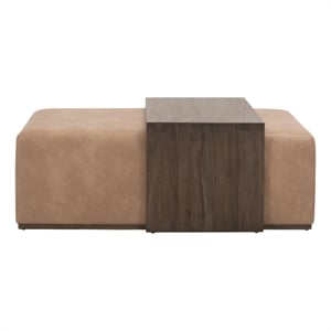 Essentials For Living Dovetail Upholstered Coffee Table in Tan