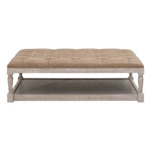 Essentials For Living Townsend Tufted Upholstered Rectangle Coffee Table in Natural