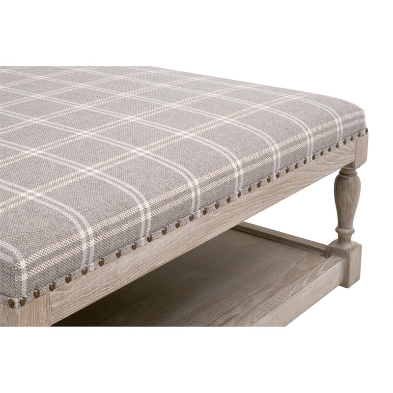Essentials For Living Townsend Upholstered Coffee Table in Gray and White