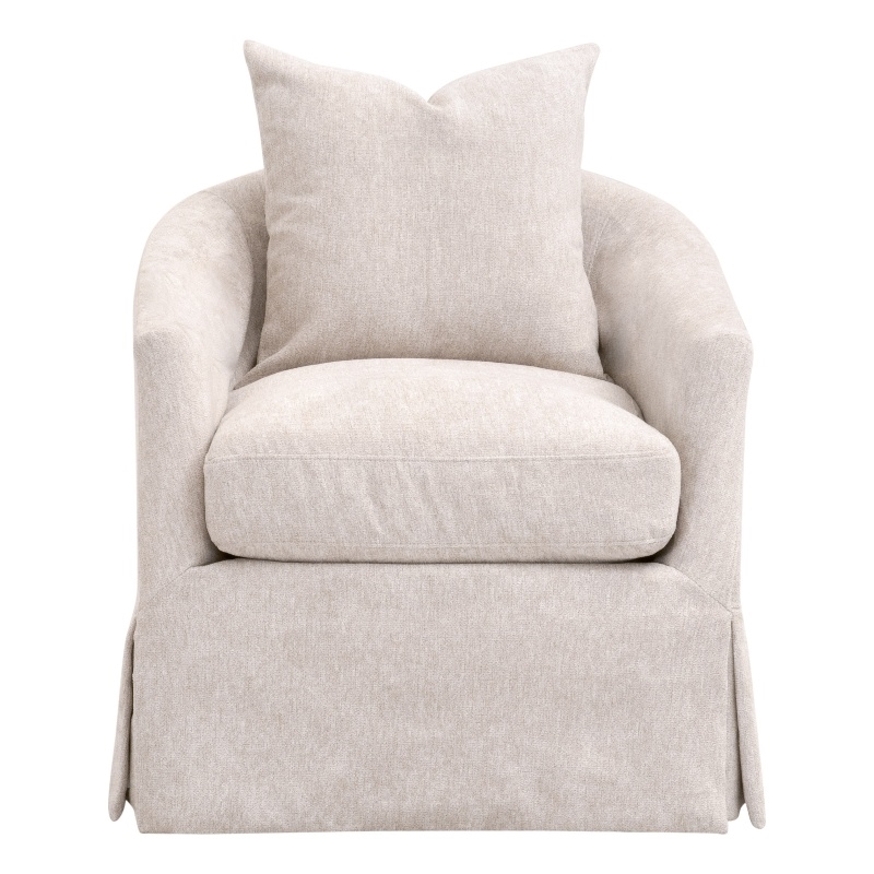 Essentials For Living Faye Slipcover Swivel Club Chair in Beige