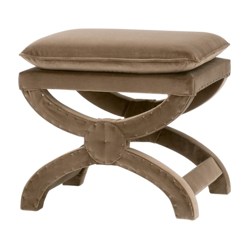 Essentials For Living Gaston Ottoman in Caramel Velvet