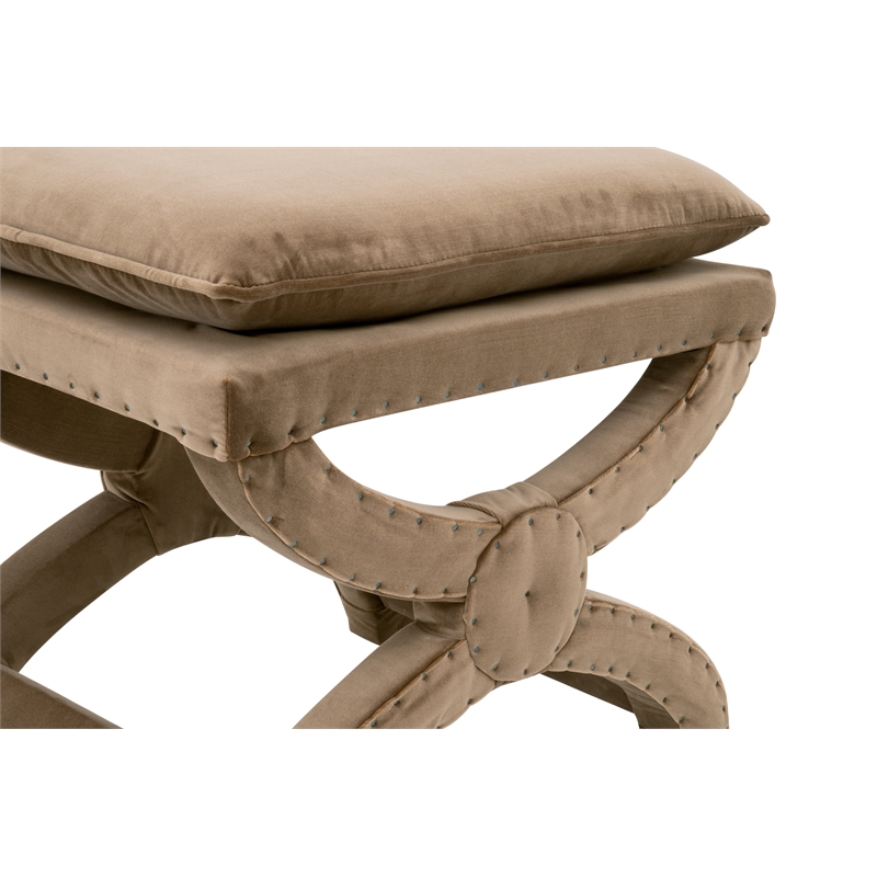 Essentials For Living Gaston Ottoman in Caramel Velvet