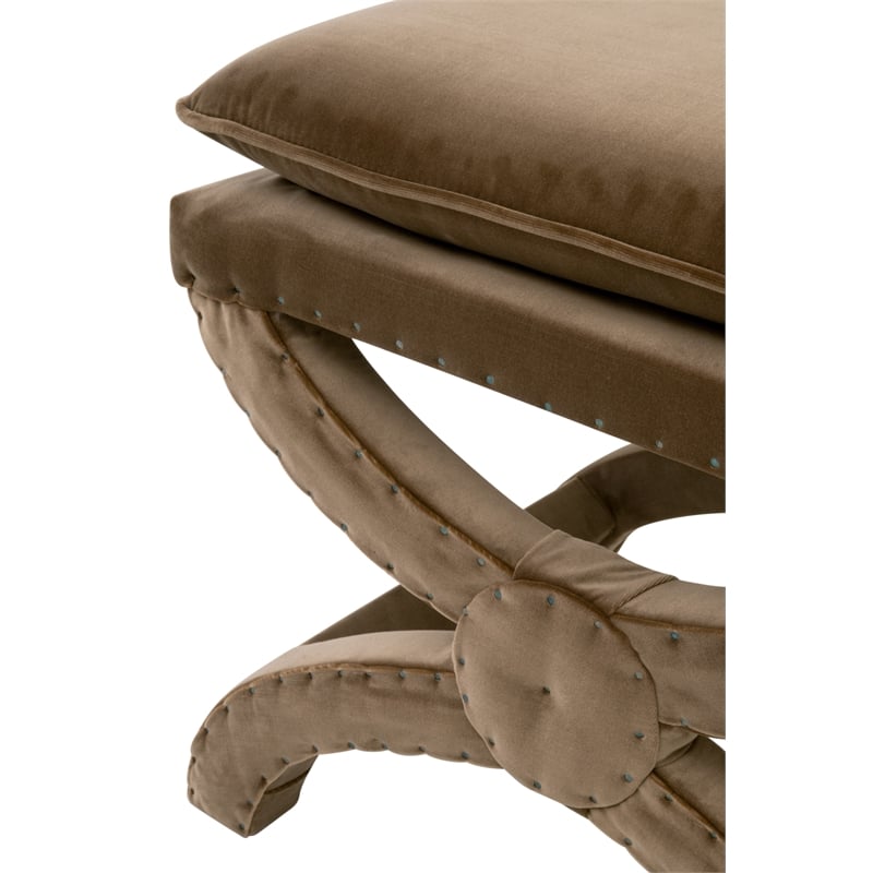Essentials For Living Gaston Ottoman in Caramel Velvet