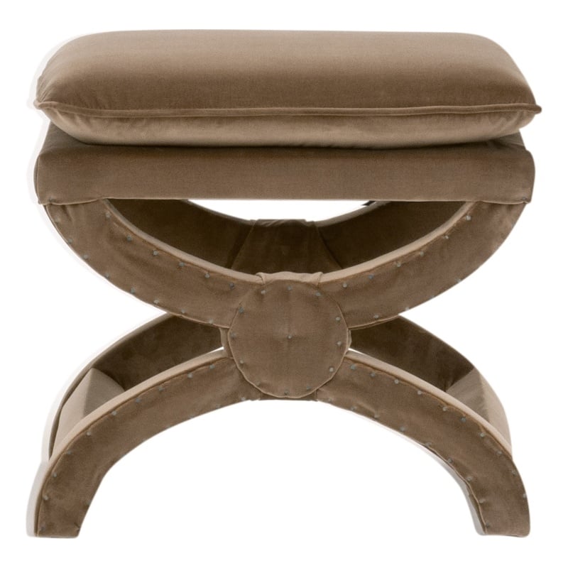 Essentials For Living Gaston Ottoman in Caramel Velvet