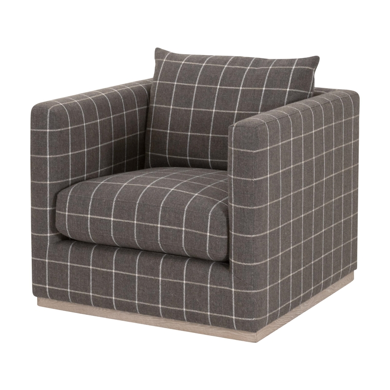 Essentials For Living Siena Plinth Base Swivel Club Chair in Natural Gray Oak