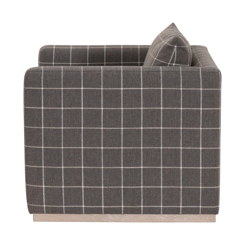 Essentials For Living Siena Plinth Base Swivel Club Chair in Natural Gray Oak