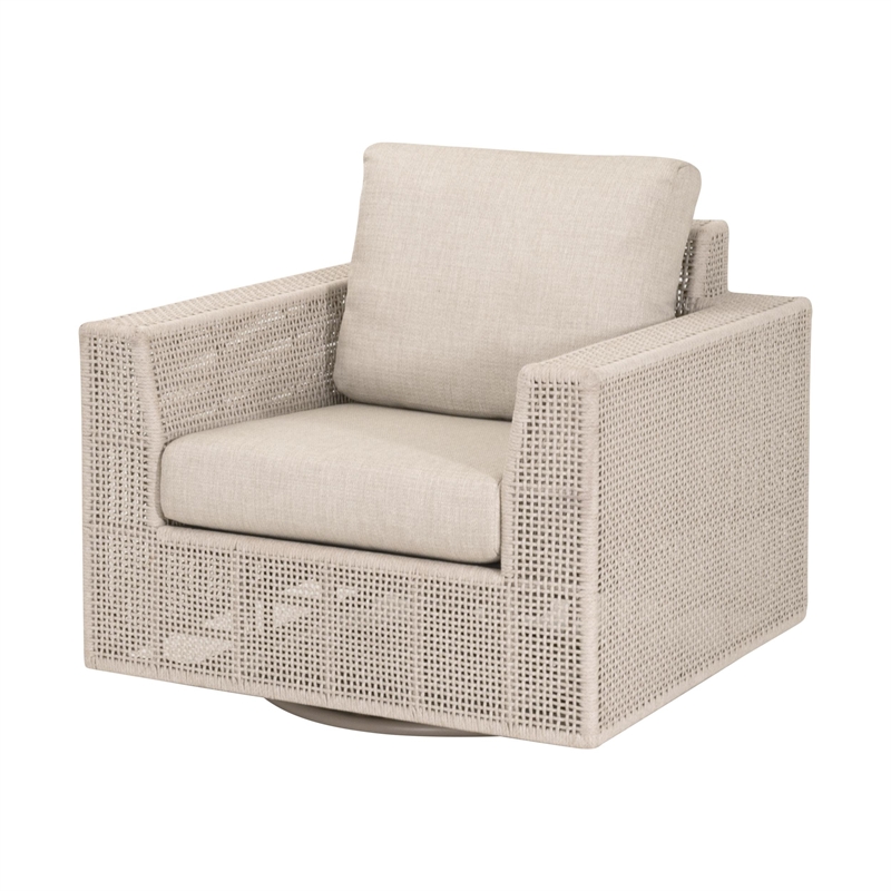 Essentials For Living Tropez Outdoor Swivel Rocker Sofa Chair in Oat