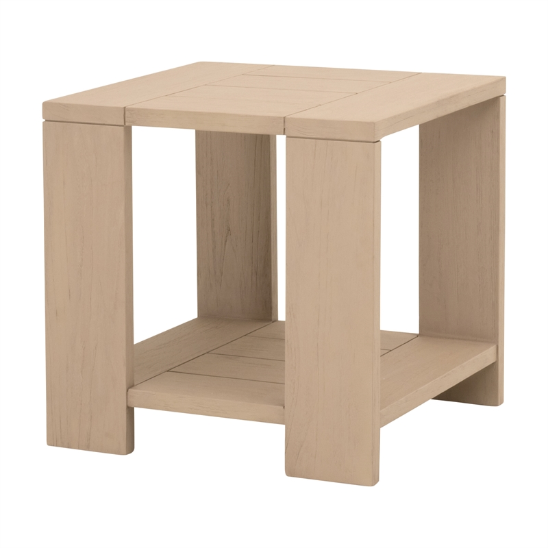 Essentials For Living Sur Outdoor End Table in Washed Ever Teak