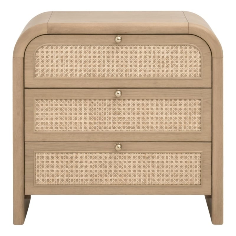 Essentials For Living Cannes 3-Drawer Nightstand in Natural Oak