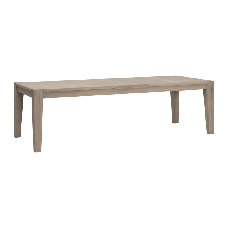 Canal Extension Dining Table in Smoke Gray Oak with Brushed Gold Inlay