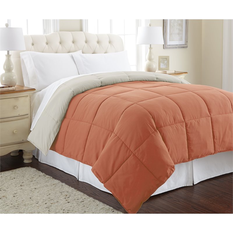 Down Alternative Reversible Comforter Orange Rust Oatmeal Twin