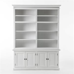 NovaSolo Halifax Wood Double Bookcase in Pure White/Antique Brass