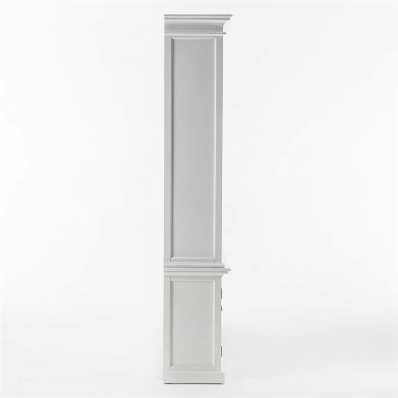 NovaSolo Halifax Wood Double Bookcase in Pure White/Antique Brass