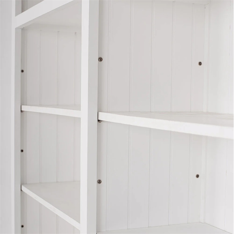 NovaSolo Halifax Wood Double Bookcase in Pure White/Antique Brass