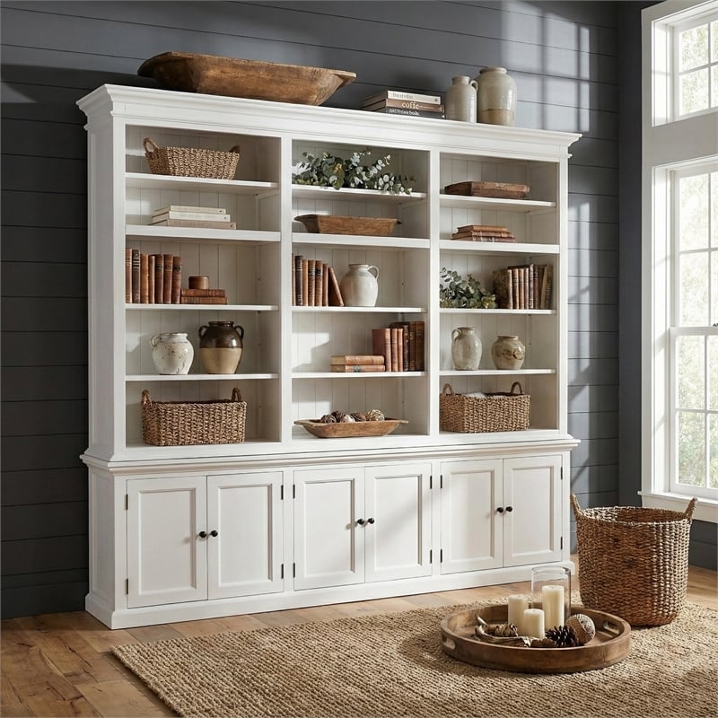 NovaSolo Halifax Triple Bookcase in Pure White