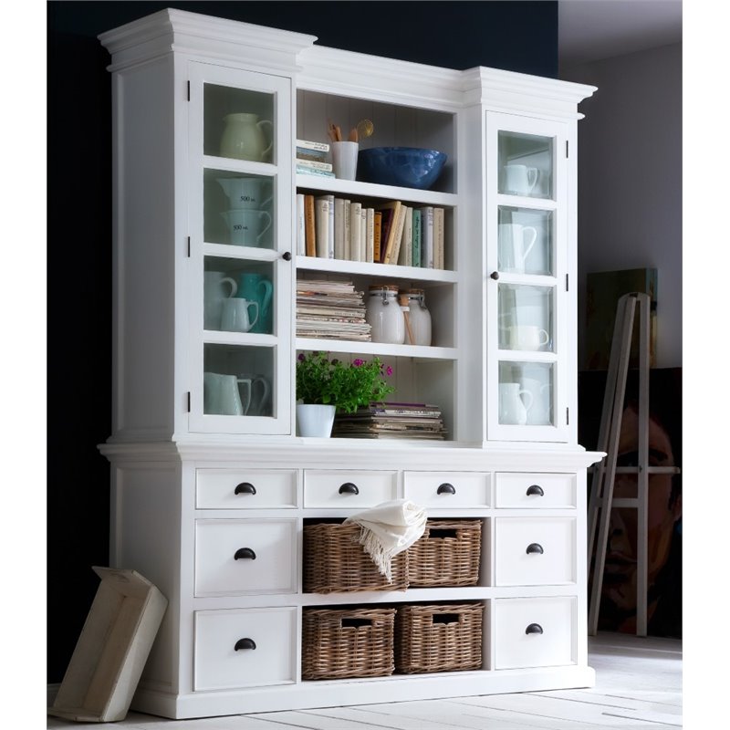 NovaSolo Provence Storage Cabinet with Hutch in Pure White