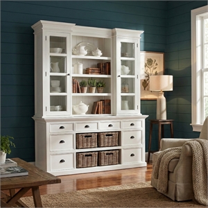 NovaSolo Provence Storage Cabinet with Hutch in Pure White