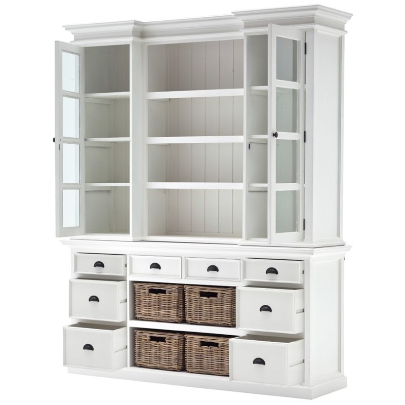 NovaSolo Provence Storage Cabinet with Hutch in Pure White