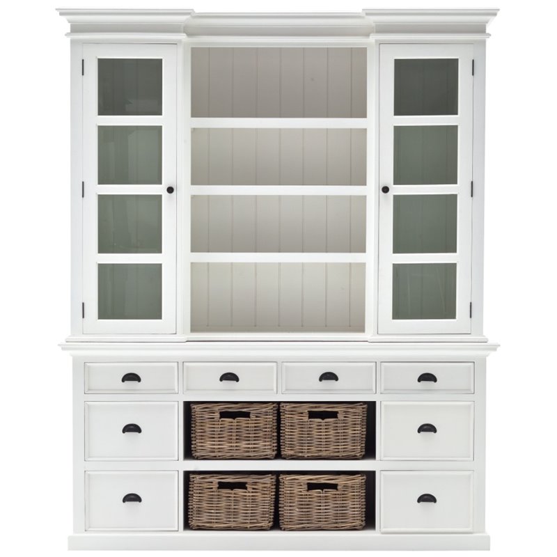 NovaSolo Provence Storage Cabinet with Hutch in Pure White