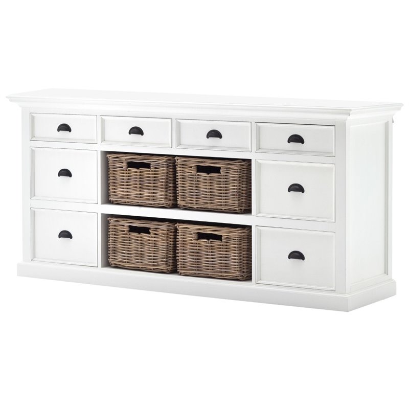NovaSolo Provence Storage Cabinet with Hutch in Pure White