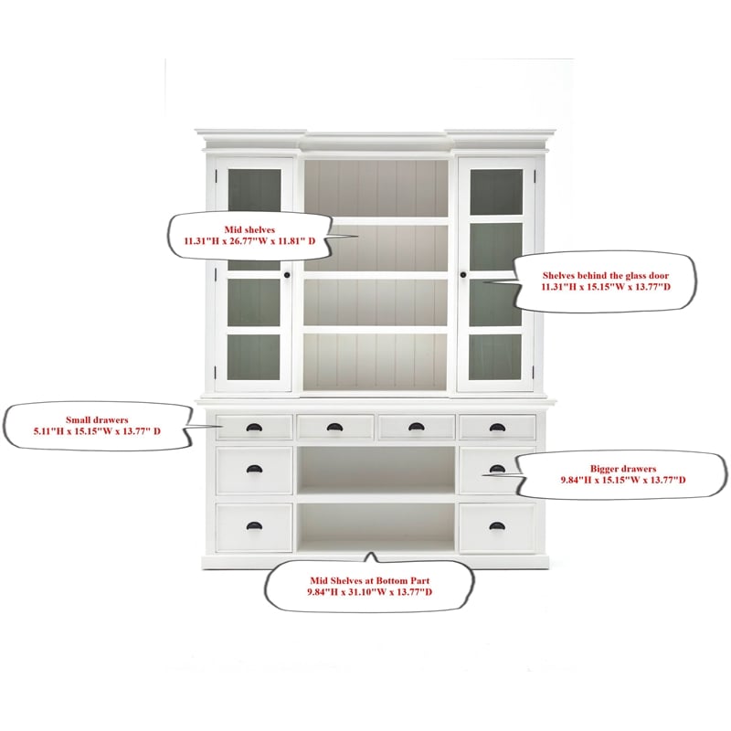 NovaSolo Provence Storage Cabinet with Hutch in Pure White