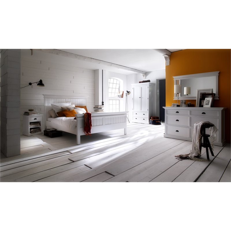NovaSolo Halifax King Panel Bed in Pure White