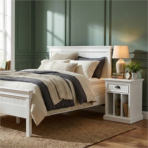 NovaSolo Halifax Queen Panel Bed Wood in Pure White