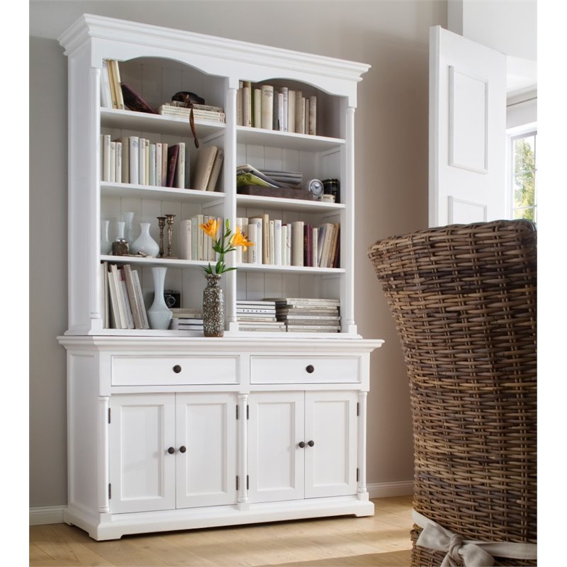 NovaSolo Provence Storage Cabinet with Hutch in Pure White