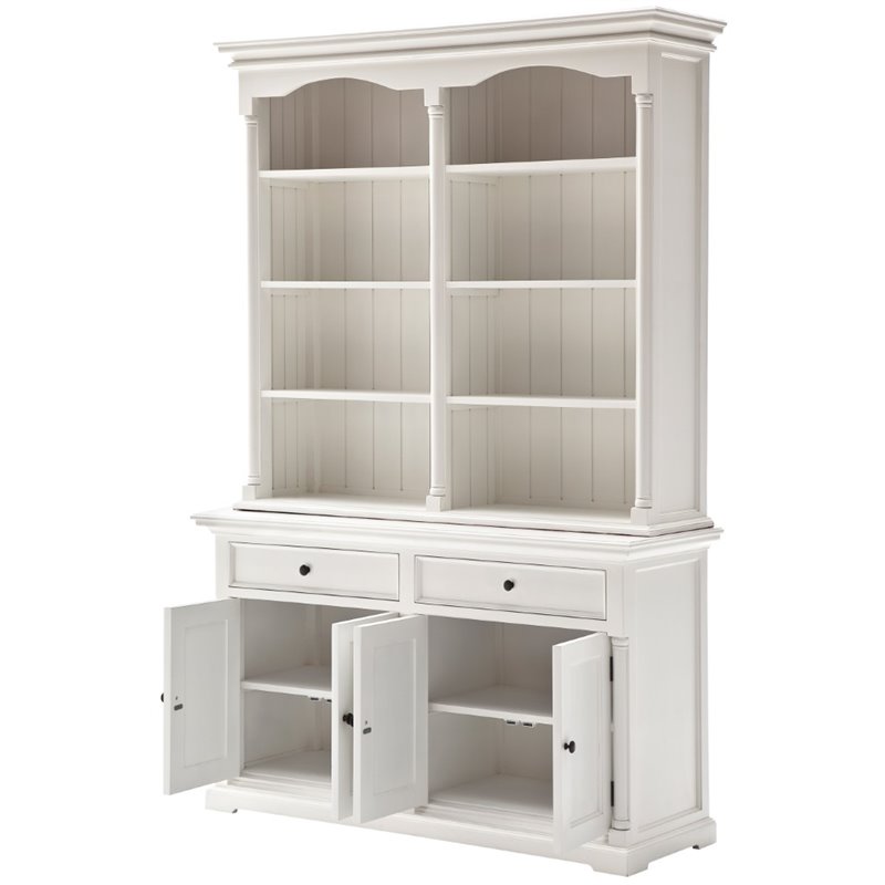 NovaSolo Provence Storage Cabinet with Hutch in Pure White