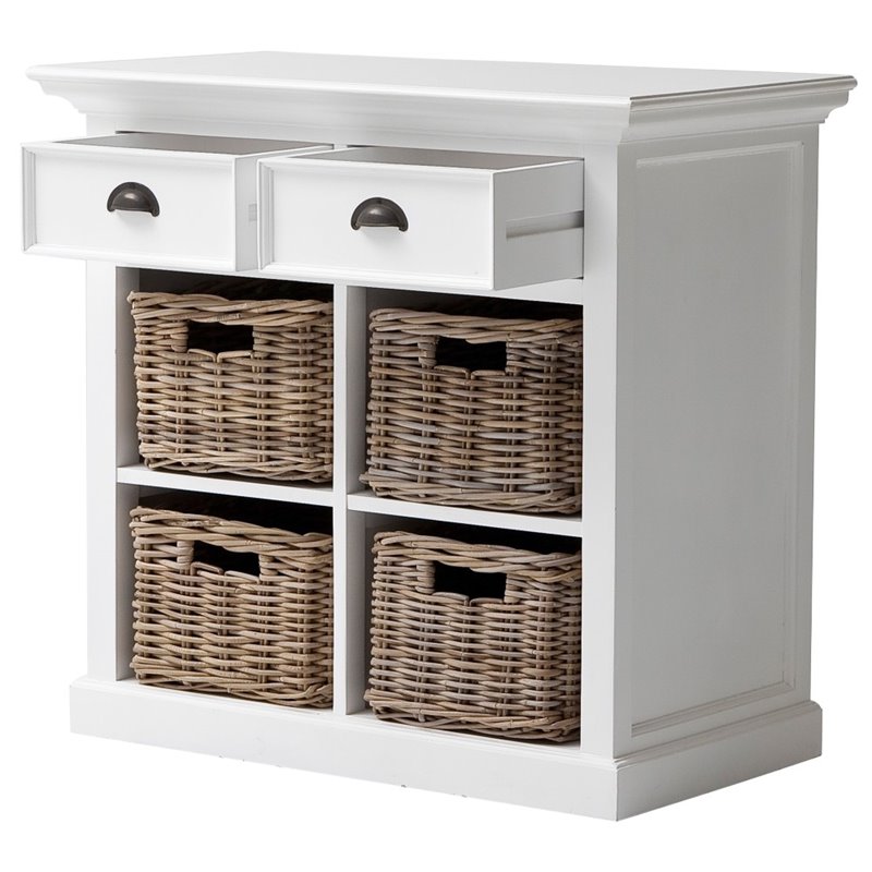 NovaSolo Halifax Medium Buffet with 4 Baskets in Pure White
