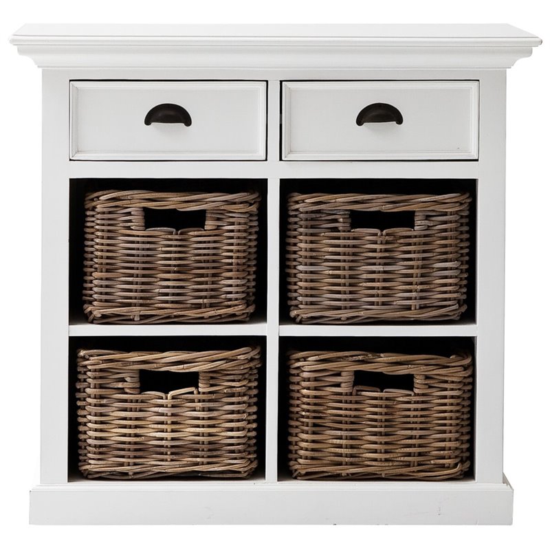 NovaSolo Halifax Medium Buffet with 4 Baskets in Pure White
