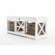 NovaSolo Halifax Entryway Bench with Cushion and Baskets Wood in Pure White
