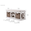 NovaSolo Halifax Entryway Bench with Cushion and Baskets Wood in Pure White