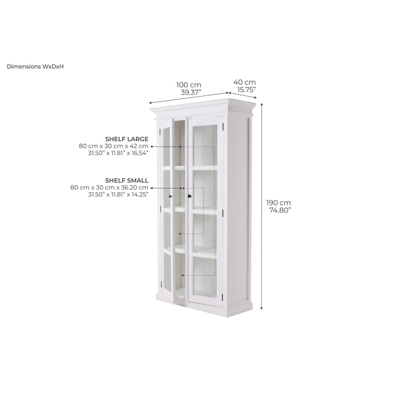NovaSolo Halifax Curio Cabinet Wood in Pure White
