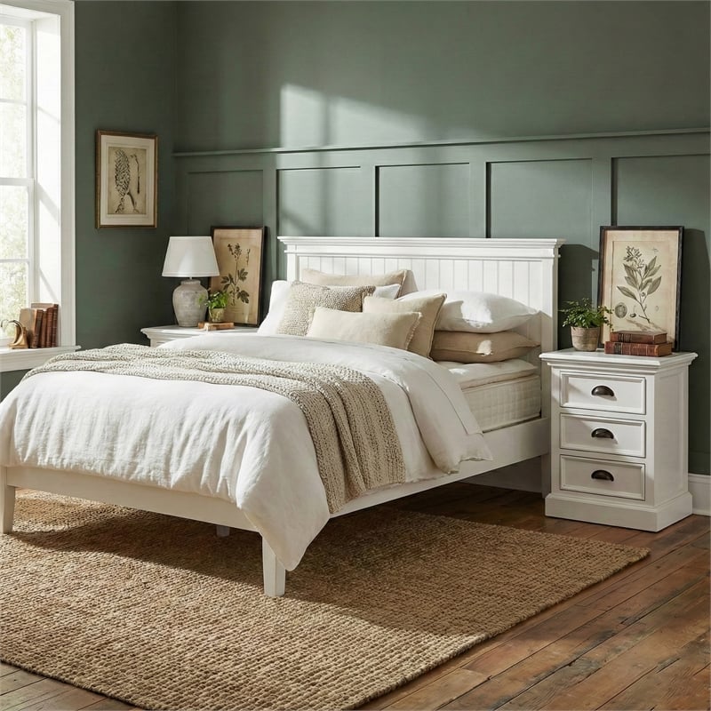 NovaSolo Halifax 3 Drawer Nightstand in Pure White