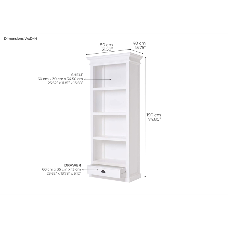 NovaSolo Halifax 4 Shelf Bookcase in Pure White