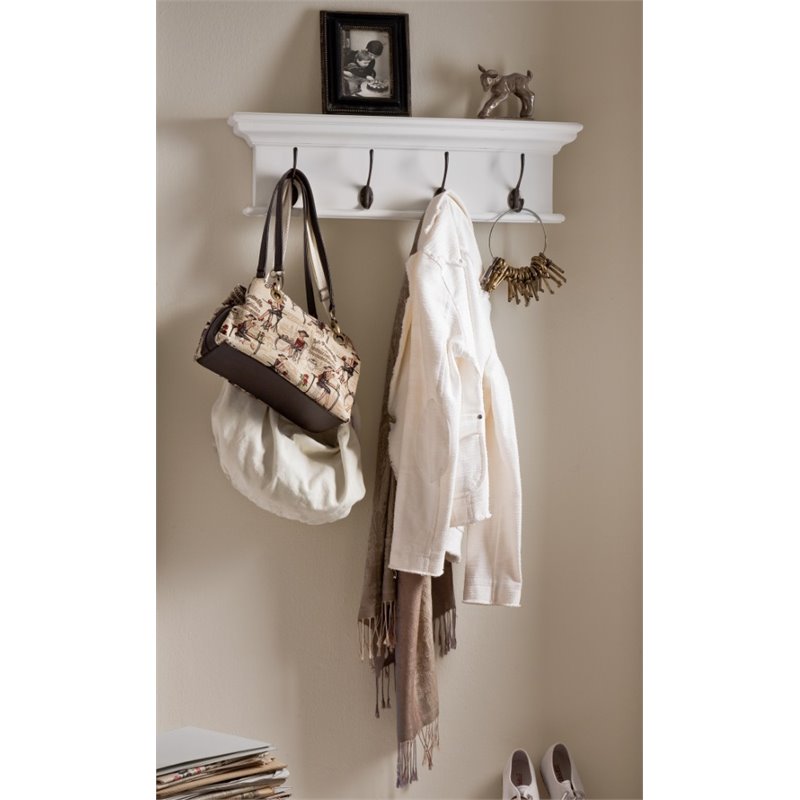 NovaSolo Halifax 4-Hook Coat Rack in Pure White