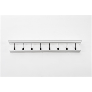 NovaSolo Halifax 8-Hook Mahogany Wood Coat Rack in Classic White