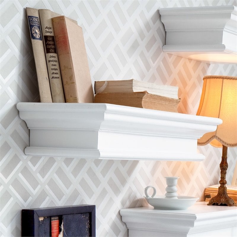 NovaSolo Halifax Medium Floating Wall Shelf in Pure White