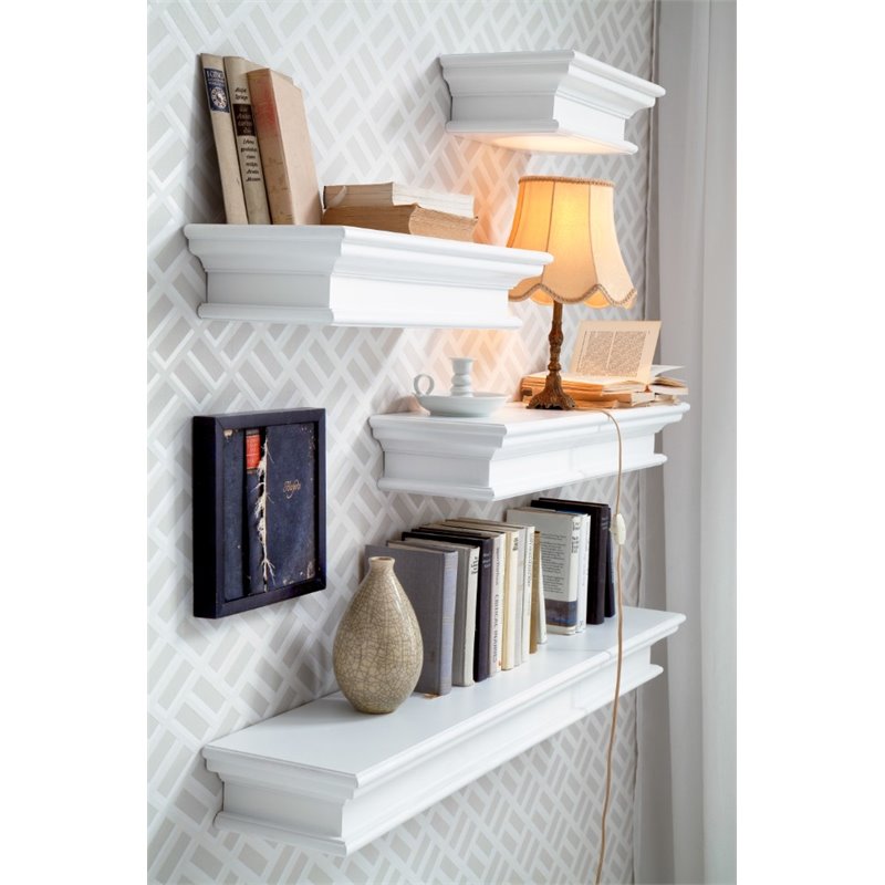 NovaSolo Halifax Medium Floating Wall Shelf in Pure White