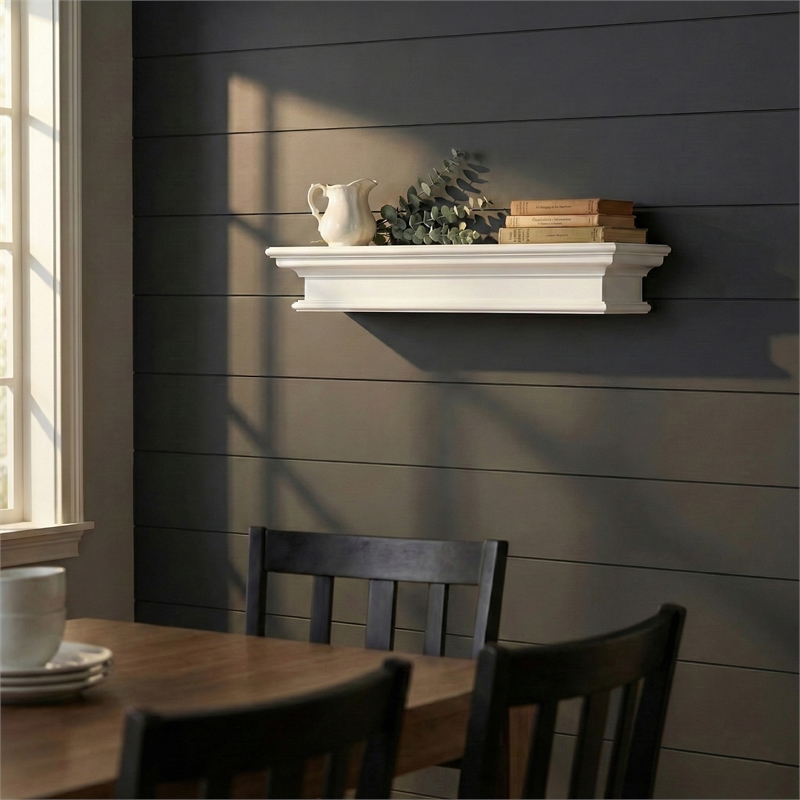 NovaSolo Halifax Medium Floating Wall Shelf in Pure White