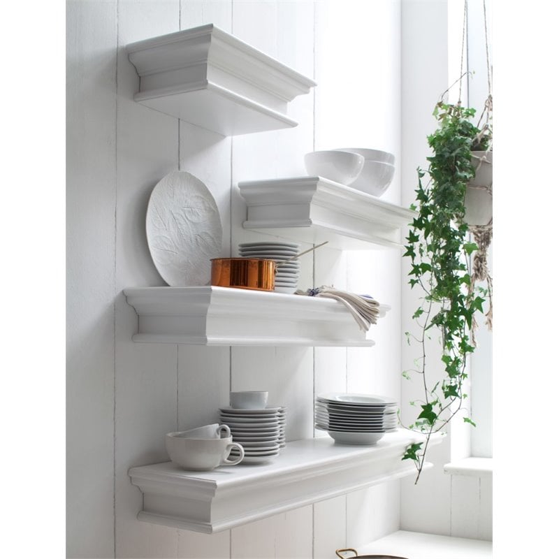 NovaSolo Halifax Long Floating Wall Shelf in Pure White