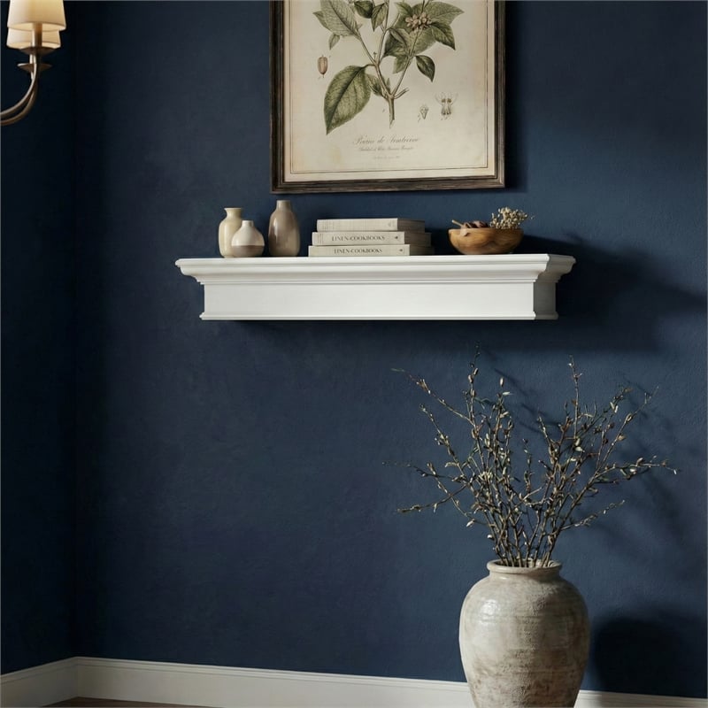 NovaSolo Halifax Long Floating Wall Shelf in Pure White