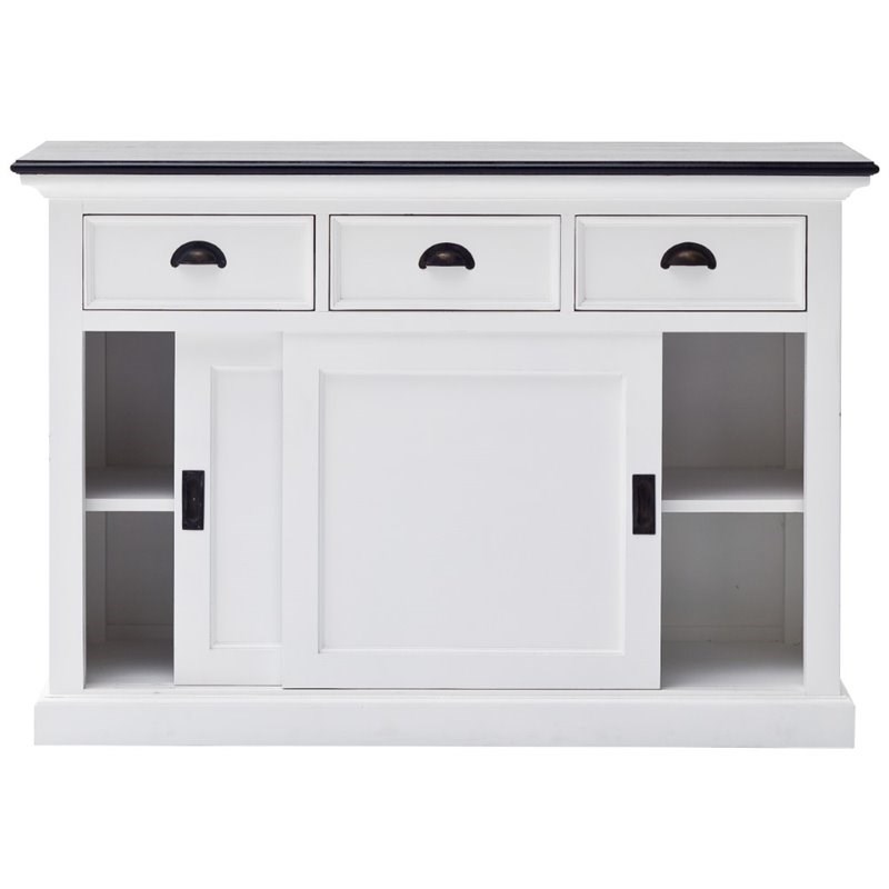 NovaSolo Halifax Contrast Sliding Door Buffet in Pure White and Black