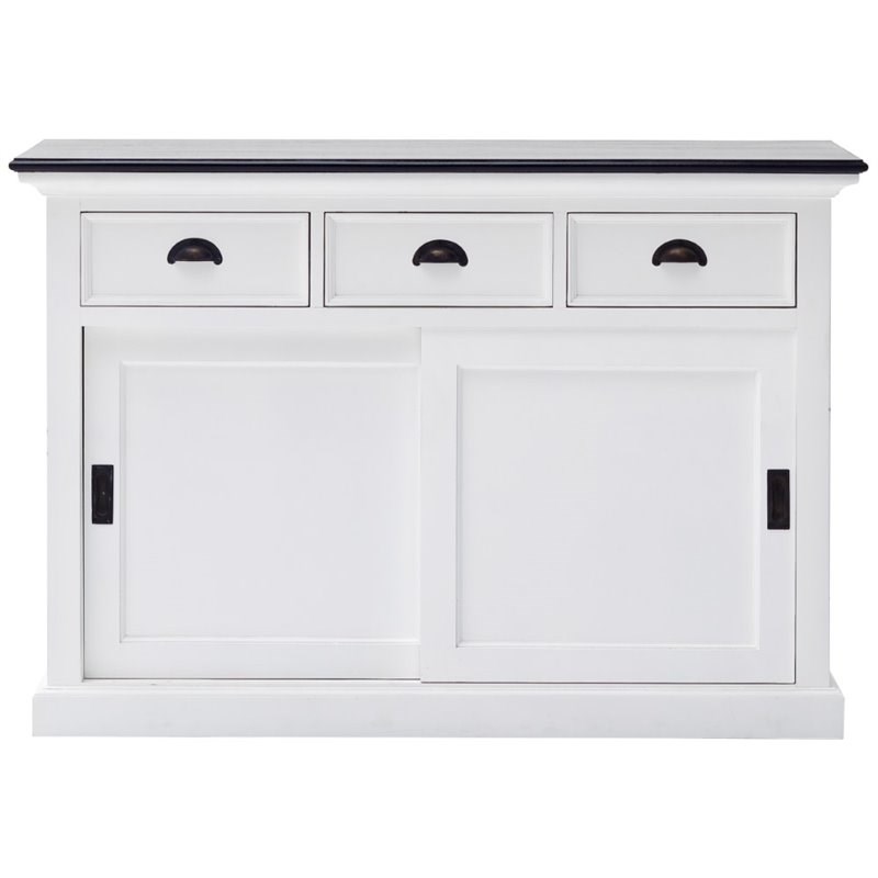NovaSolo Halifax Contrast Sliding Door Buffet in Pure White and Black